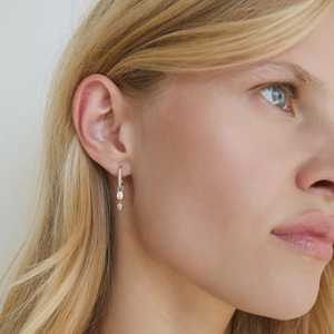 Boucles d'oreilles pendantes avec anneaux de fixation, serties de diamants de laboratoire ovales taille poire étincelants, monture à griffes, en or massif 14K 18K, prix usine B2B - Product Image 4