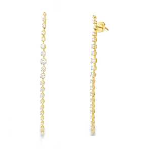 Custom Long Dangle Round Lab Grown Diamond <b>Earrings</b> 14K 18K Solid Gold Drops Ear Line Chain Jewelry Factory Bulk Price Wholesale - Product Image 5