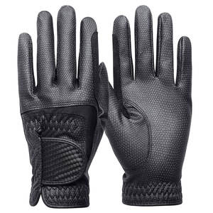 Guantes de equitación térmicos de piel de oveja auténtica de color negro para hombre, ajuste cómodo, protección para las manos - Product Image 1