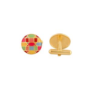 Mancuernillas Redondas de Lujo con Baño de Oro y Esmalte Multicolor para Hombre, Accesorios Geométricos para Camisa Formal, Regalo de Boda o Negocios - Product Image 4
