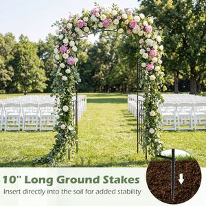 Arche de jardin en métal robuste de 7,5 pieds, treillis à toit incurvé, cadre en fer thermolaqué pour décoration de mariage, style pergola moderne - Product Image 6