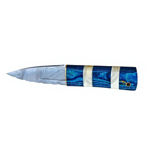 Cuchillo de hoja fija de acero de Damasco de grado industrial, diseño vikingo, con punta de lanza y grabado láser, OEM personalizado - Product Image 4