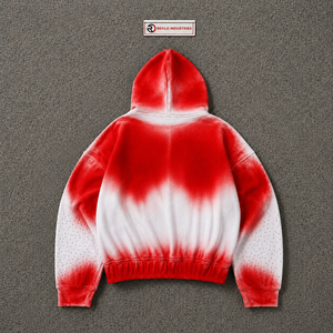 Red <b>White</b> Gradient Zip Up Hoodie Men's Casual Hooded <b>Sweatshirt</b> Regular Fit Spray Printed Knitted Polyester Autumn Wear - Product Image 6