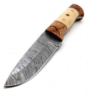 Outil de terrain artisanal en acier Damas, segmenté, avec manche en bois d'olivier et os, pour usage extérieur - Product Image 3
