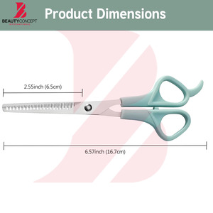 Ciseaux de coiffure professionnels OEM à manche en plastique vert, en acier inoxydable, pour la texture des cheveux, outils de barbier et de salon - Product Image 2