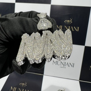 จี้เพชรโมอิสซาไนต์แบบเต็มเม็ด VVS ดีไซน์ตามสั่ง ตัวอักษรชื่อแบบ Iced Out จี้และชาร์มเงินแท้ 925 เครื่องประดับฮิปฮอป - Product Image 3