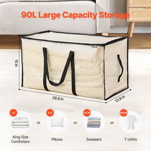 6 Pack 90L Large <b>Storage</b> Bags Foldable Closet Organizers with Reinforced Handle Plastic Clothing Containers <b>Clothes</b> <b>Storage</b> Bins - Product Image 2