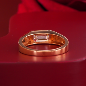 14K Rose Gold Men's <b>Ring</b> 2.11 CT <b>Emerald</b> Cut Lab Grown Diamond VVS-VS DEF Solitaire Wedding Band Bezel Setting IGI Certificate - Product Image 4