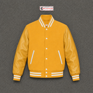 Blouson universitaire jaune décontracté pour homme – Vêtement d'extérieur tendance, chaud pour l'hiver, style streetwear emblématique, moderne et exclusif, décontracté - Product Image 5