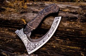 Cuchillo para Pizza de Acero al Carbono de Grado Industrial Hecho a Mano, Cortador Tipo Hacha Grabado, Picador con Mango de Madera, Regalo de Cocina - Product Image 5