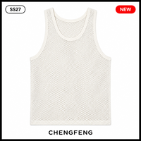 Ärmelloses Strickoberteil für Herren, Vintage Open Mesh Tanktop, Weiß, Sommer, Atmungsaktiv, Baumwollgefühl, Strickweste, Lieferant