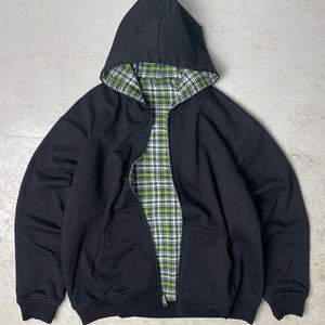 Sweat à capuche réversible en flanelle à double couche pour homme, style vintage, coupe oversize, col à capuche réversible pour l'hiver - Product Image 3