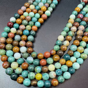 Cuentas de Jaspe Oceánico Natural, Redondas, Hermosas, Azules, Marrones y Naranjas, Cuentas de Piedras Preciosas de Alta Calidad para Joyería - Product Image 1