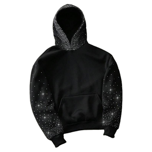 Sweat-shirt noir personnalisé Glory avec strass, 100% coton, tissu doux et respirant, nouveau design tendance en gros pour unisexe - Product Image 1