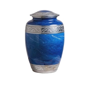 Urne funéraire décorative en aluminium pour cendres humaines, avec couvercle à filetage sécurisé, taille adulte, vente en gros - Product Image 1