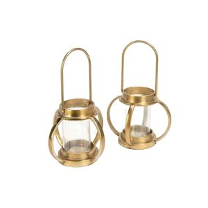 Ensemble de 2 lanternes suspendues en verre pour bougies chauffe-plat de luxe, décoration du Ramadan et de l'Aïd, petite taille, lanterne en métal, prix de gros - Product Image 1