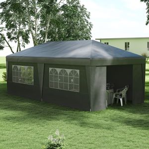 10x19.5ft Gray Pop up <b>Canopy</b> <b>Tent</b> Adjustable Height Event Shelter with Wheeled Bag Sidewalls and Leg Weight Bags - Product Image 2
