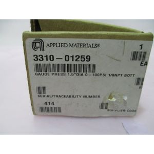 เครื่องวัดความดัน AMAT 3310-01259 ขนาด 1.5 นิ้ว เส้นผ่านศูนย์กลาง 0-100PSI - อุปกรณ์และอะไหล่เซมิคอนดักเตอร์ระดับโลกที่เชื่อถือได้ - Product Image 1