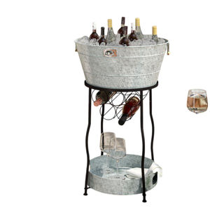 Bac à boissons en acier galvanisé au design admirable avec support pliable, refroidisseur de boissons et refroidisseur à vin en métal pour les fêtes, la maison et le jardin - Product Image 2