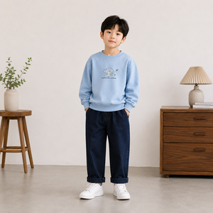 Sudadera Infantil Estilo Callejero Coreano, 70% Algodón, 30% Poliéster, Tejido Anti-Pilling, Cuello Redondo Informal - Product Image 1