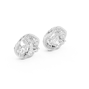 Luxury Vintage Silver Leaf Diamond <b>Stud</b> <b>Earrings</b> IGI Certified Minimalist Womens Fine Jewelry for Wedding & Anniversary - Product Image 2