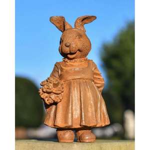 Statue de lièvre rustique, fournitures pour la décoration de la ferme, lièvre antique décoratif avec fleurs, sculpture, prix d'usine - Product Image 4
