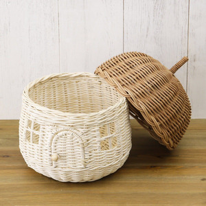 Casita de juegos interior para niños, hecha a mano, de ratán, con forma de bellota, con tapa extraíble. - Product Image 5