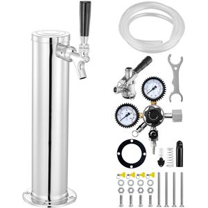 Dispenser per Birra a Torre Singola in Acciaio Inossidabile con Doppio Manometro CGA320, Kit Kegerator per Feste - Product Image 1
