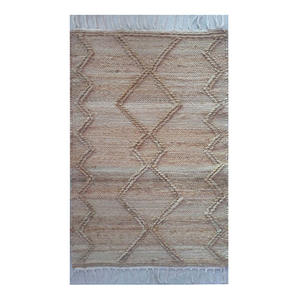 Tapis rectangulaire en jute fait main, tissé à la main, en fibres naturelles, pour la décoration de la maison et du salon, fabriqué en Inde - Product Image 1
