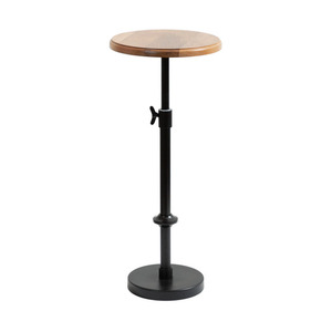 Mesa Auxiliar de Latón con Altura Ajustable y Tapa de Madera, Diseño Transicional, Mueble para Bar en Casa - Product Image 2