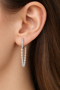 Pendientes de Aro con Cadena de Moissanita, Plata de Ley 925, Oro Sólido de 14K y 18K, Pendientes Colgantes de Aro con Diamantes de Laboratorio Redondos, Joyería Fina - Product Image 6