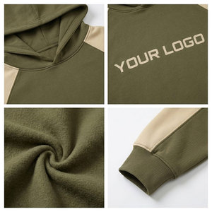 Sudadera con Capucha para Hombre, Color Verde Oliva, Manga Raglán, con Logotipo Estampado en la Parte Delantera, Estilo Casual, Felpa Francesa de Algodón, Corte Regular, para Otoño - Product Image 6