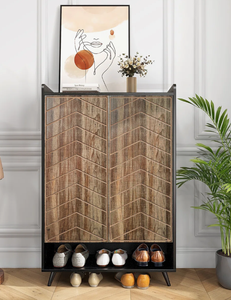 Banc à chaussures de style farmhouse avec compartiments spacieux et finitions bicolores confortables, idéal pour l'entrée, pour s'asseoir et ranger - Product Image 3