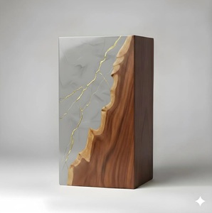 Luxury Grey Marble Resin & Wood Cremation Urn Modern Wood Memorial <b>Keepsake</b> Forever Rest Black & Gold Urn Sacred Gold <b>Memory</b> Urn - Product Image 4