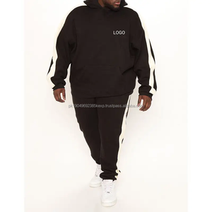 Entraînement Puff Print No String French Terry Hoodies Striped Gray Blanket Sweat à capuche surdimensionné - Product Image 4