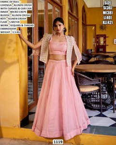 Lehenga Choli Tradicional Verde Celestial Bandhani, Diseño de Alta Costura, Largo hasta el Suelo, Secado Rápido, Protección Solar, para Bodas y Fiestas, Todas las Temporadas - Product Image 6