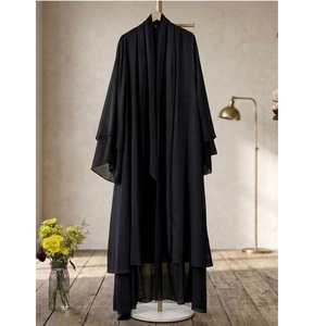 OEM Niqab Abaya Muslim Women Dress Breathable Memory Fabric Modest Islamic Clothing Solid Zipper Embroidery - Product Image 2