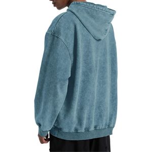 Sudadera con capucha vintage azul con efecto acid wash, estilo oversized, de felpa suave, para un estilo casual y streetwear. - Product Image 2