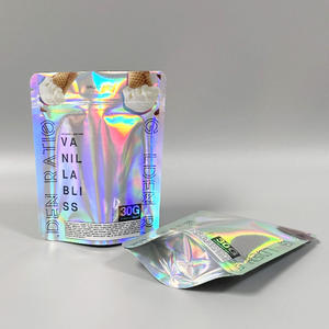 Emballage Laser holographique arc-en-ciel en feuille d'aluminium, pochettes irisées transparentes à fermeture éclair sur le devant, sacs d'emballage alimentaire pour fenêtre, sacs en Mylar - Product Image 4