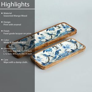 Mango Wooden Printed Rectangular Platter 2Pcs Set Handcrafted Elegant Design Decorative for Home and Restaurant Usage for Sell - Product Image 3