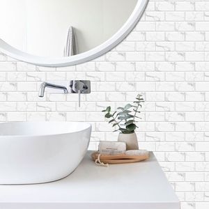 12 pezzi di marmo bianco Look Peel Stick PVC piastrelle autoadesive acqua resistente all'olio cucina bagno parete contemporanea - Product Image 3