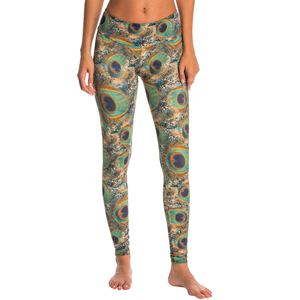 Leggings de mujer con estampado de pavo real, cintura elástica, tejido elástico, ropa informal para todas las estaciones - Product Image 2