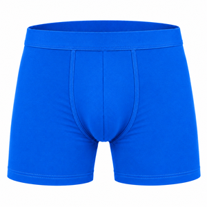 Calzoncillos bóxer azules de punto para hombre, ropa interior cómoda de tiro medio - Product Image 1