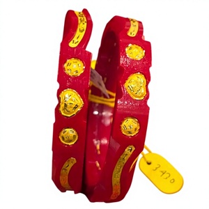 22K solid gold bangle red pola bridal jewelry indian ethnic handmade traditional gold motif designer fashion luxury accessory - Product Image 1
