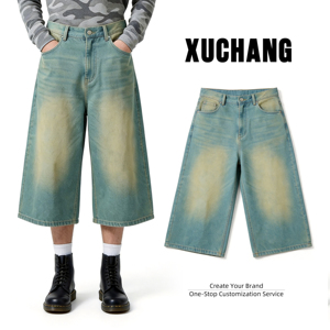 Shorts en jean baggy vintage XUCHANG, design original, logo personnalisé, fabricant de haute qualité, 100% coton, lavage à l'acide, pour hommes. - Product Image 4