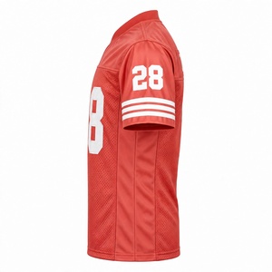 Camiseta de Fútbol Americano Personalizada de Malla Roja con Número 68 Cosido, Cuello en V, Ligera, Transpirable, Ropa Deportiva para Hombre - Product Image 3