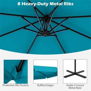Ombrellone a braccio laterale turchese da 3 metri per patio, elegante riparo per esterni - Product Image 6