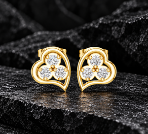 Diamante Cultivado en Laboratorio de Corte Redondo, Oro Puro de 14K/18K, Anillo de Tres Piedras con Corazón de Diamantes, 0.40CT DEF VVS, Regalo de Aniversario, Joyería Fina ODM - Product Image 1