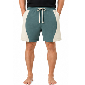 Pantalones Cortos Casuales de Punto Waffle para Hombre al por Mayor, Textura Térmica Suave, Cintura con Cordón, Bolsillos, Logotipo Personalizado, Fabricante de Ropa OEM - Product Image 5