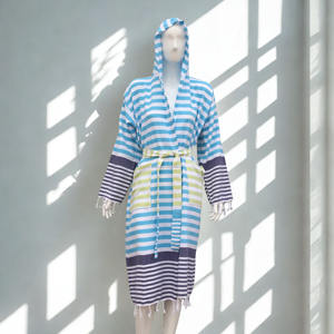 Peignoir de bain turc en coton pur, poncho de surf, serviette avec capuche, lavable, peignoir de bain turc, hammam, pour unisexe - Product Image 1